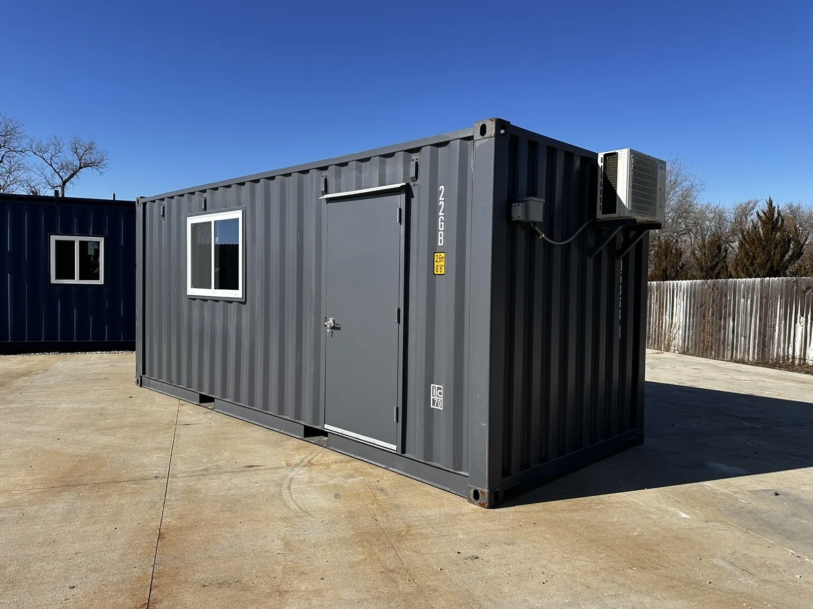 20 ft 20’ Leigrijs Shiplap Kantoor 120V Zeecontainer Kantoor Minisplit