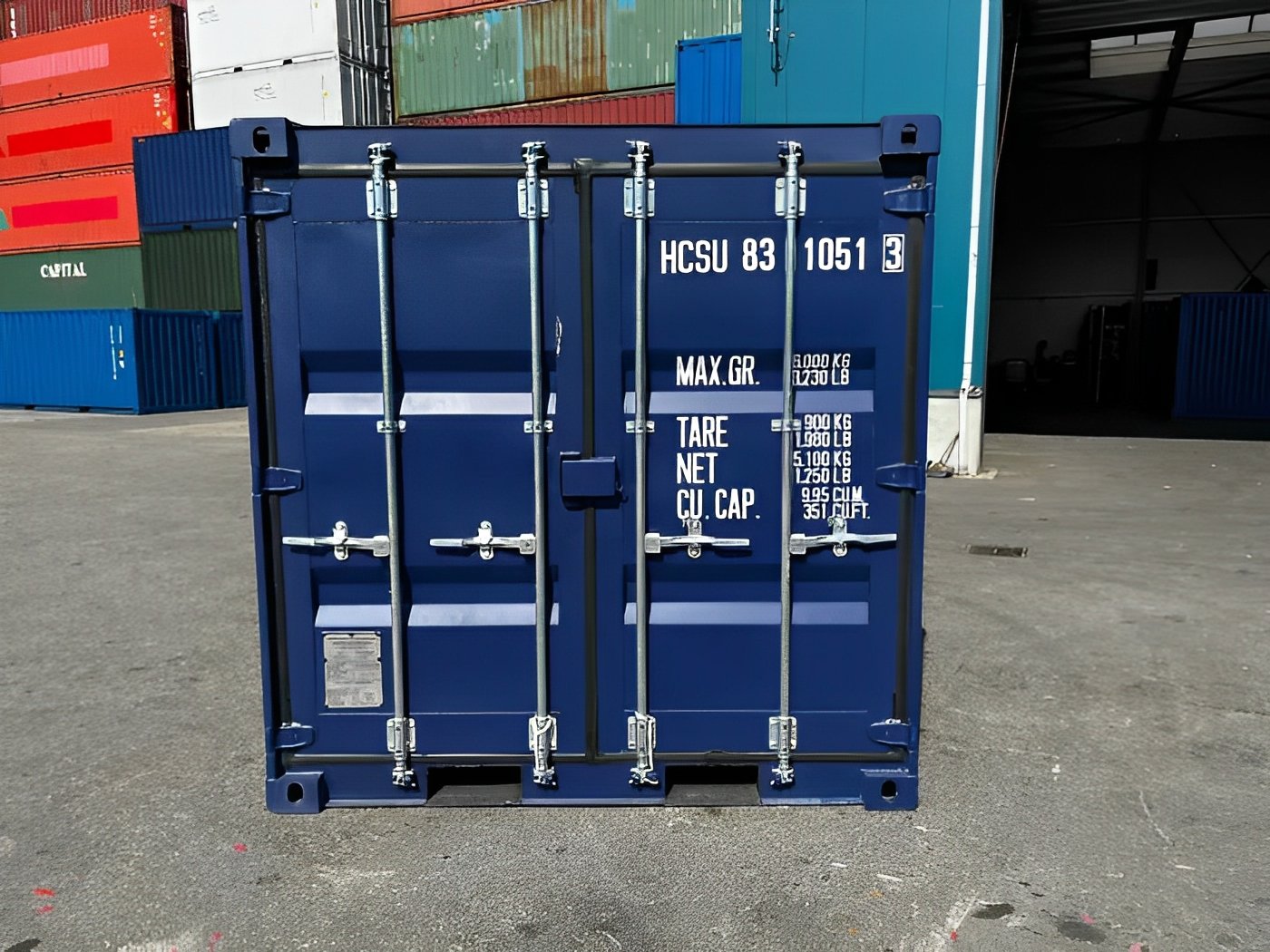 8 ft One Trip Zeecontainer (Blauw) - Afbeelding 2