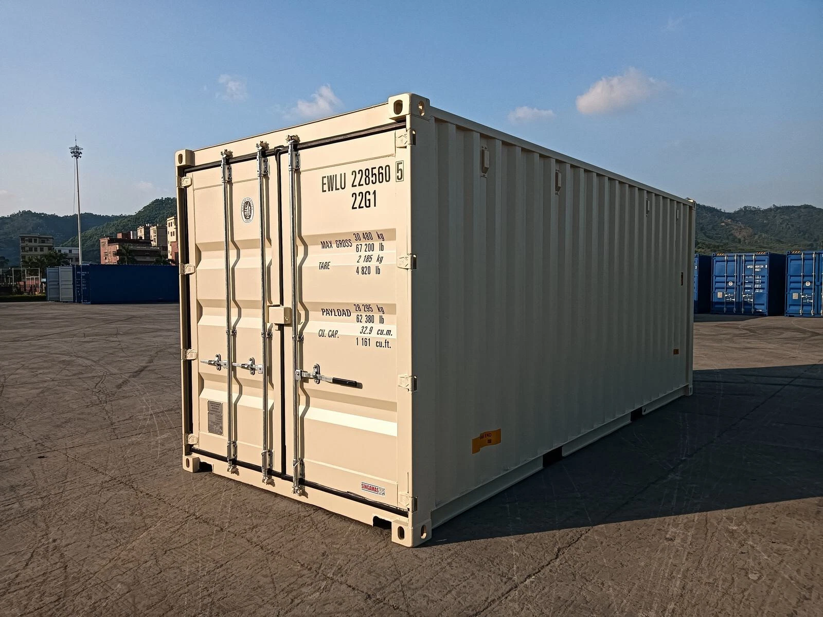 20ft zeecontainer voor eenmalig gebruik – Toegang via drie deuren (dubbele + enkele deur) - الصورة 3